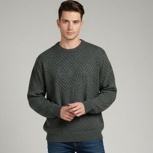 Tricots St Raphael Sweater Men's L Blue Green Wool Preppy Knit Grandpa Dadcore